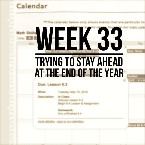 Week 33 - Trying To Stay Ahead At The End Of The Year